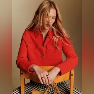 Sézane Betty Cardigan Red Knit Button Front Sz L